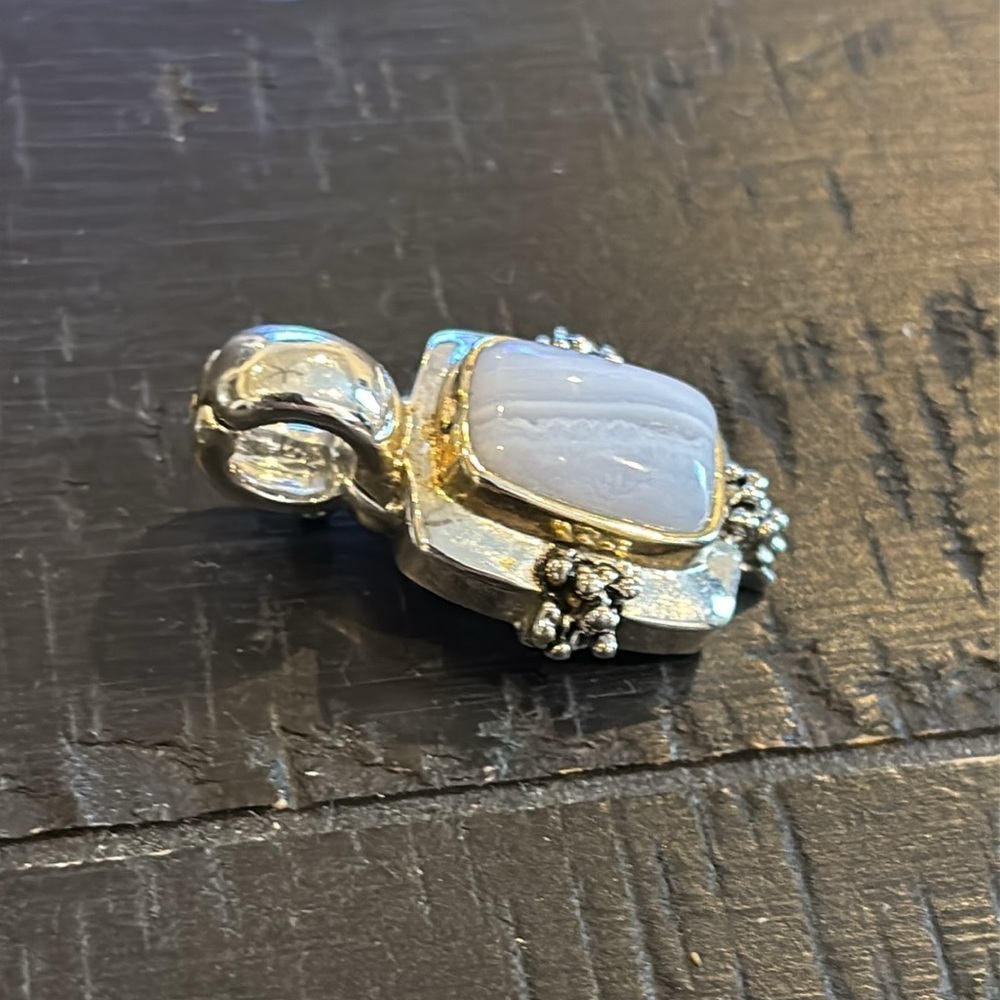 Premier Designs Silver and Gold Clip On Pendant Gemstone Southwestern Signed PD - Picture 3 of 7